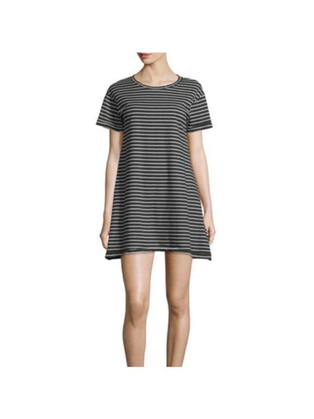 Current/Elliott The Beatnik Striped T Shirt Dress In Vintage Stripe Distressed